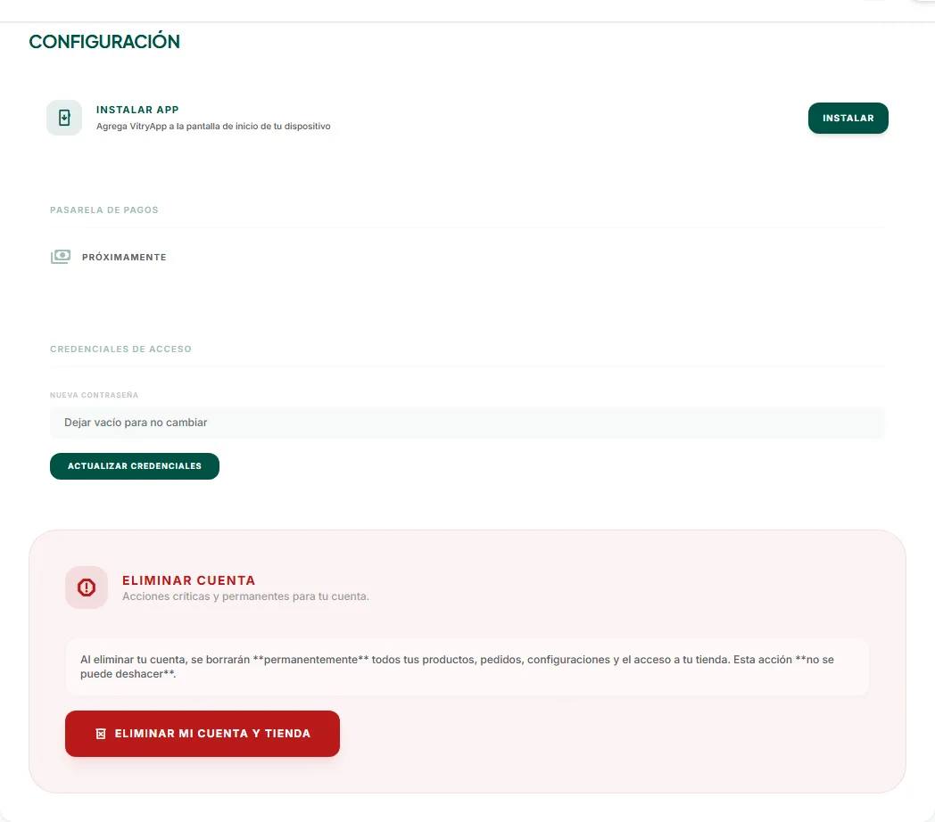 Configuración de cuenta